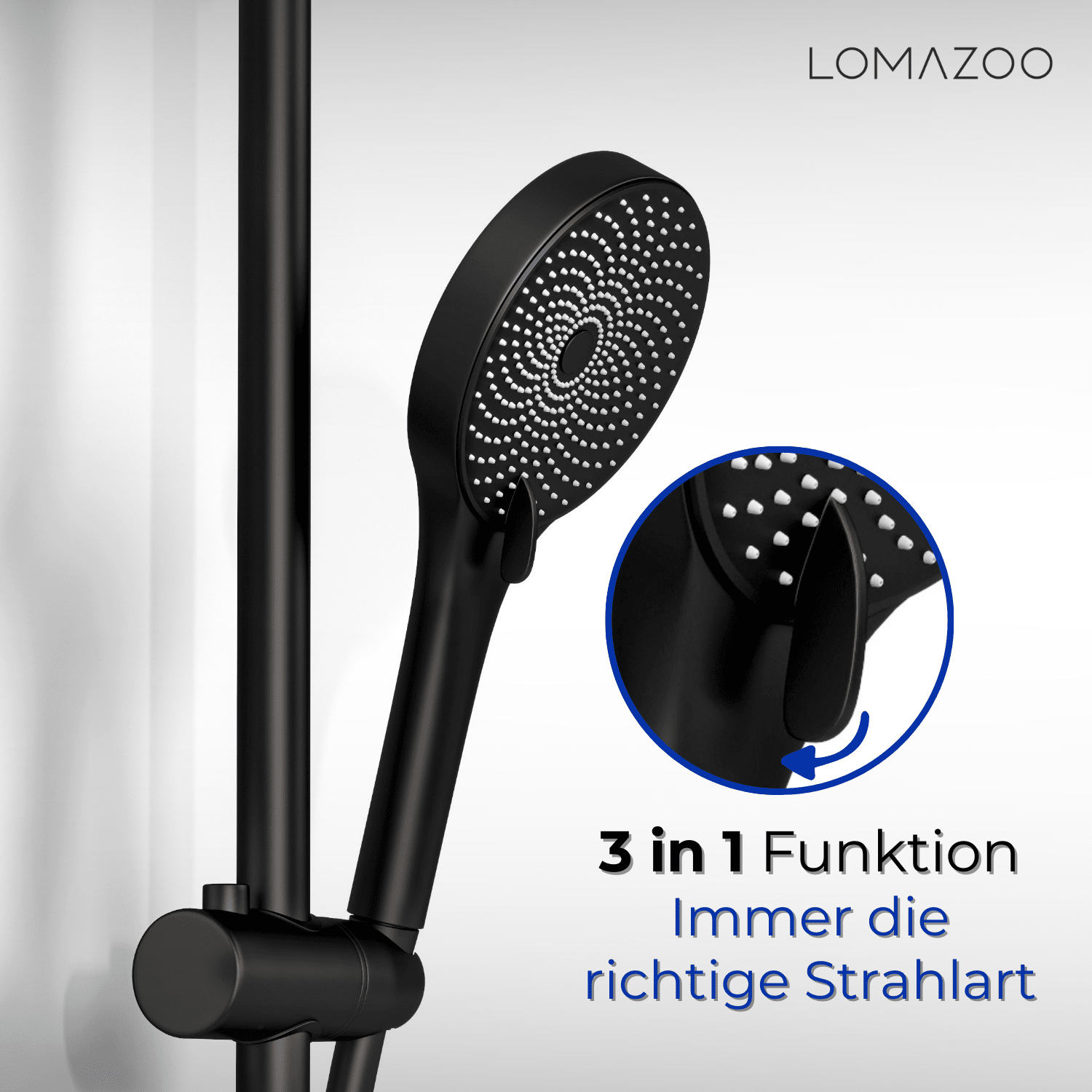 Handdouche Met Glijstang Zwart - lomazoo.com