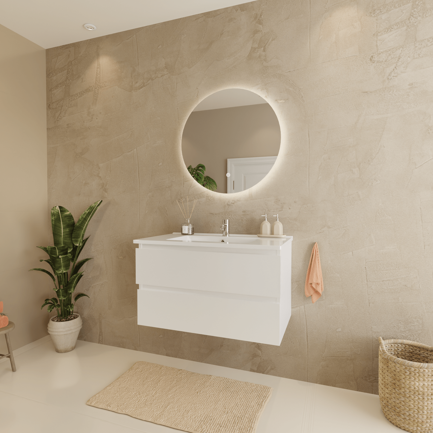 MARENZA Wit - Wastafel Wit - 80cm - lomazoo.com