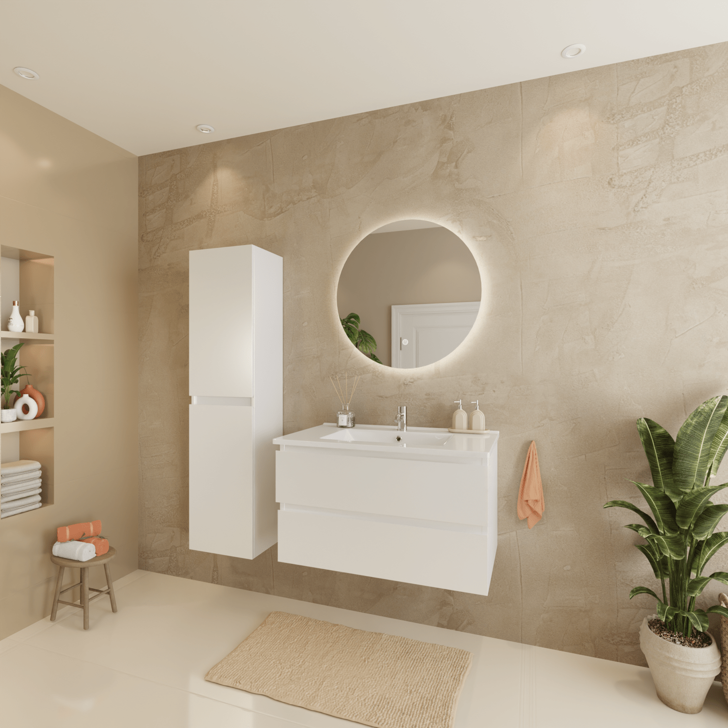 MARENZA Wit - Wastafel Wit - 80cm - lomazoo.com